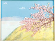 Landscape with almond in flower
