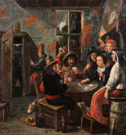 In the Style of Adriaen Van Ostade Old master Painting 'Card Players'