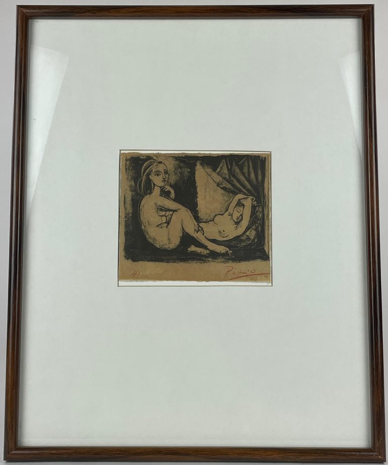 Pablo Picasso Hand-Signed and Numbered Etching 'Seated Woman and Sleeping Woman'