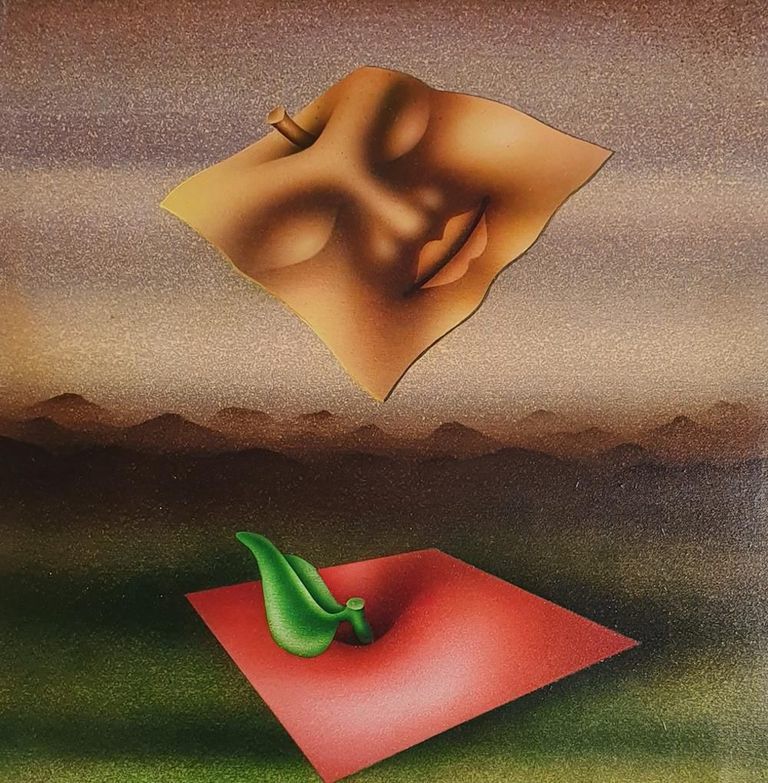 Signed Mixed Media Surrealist Composition by Italian Artist Vanni Viviani