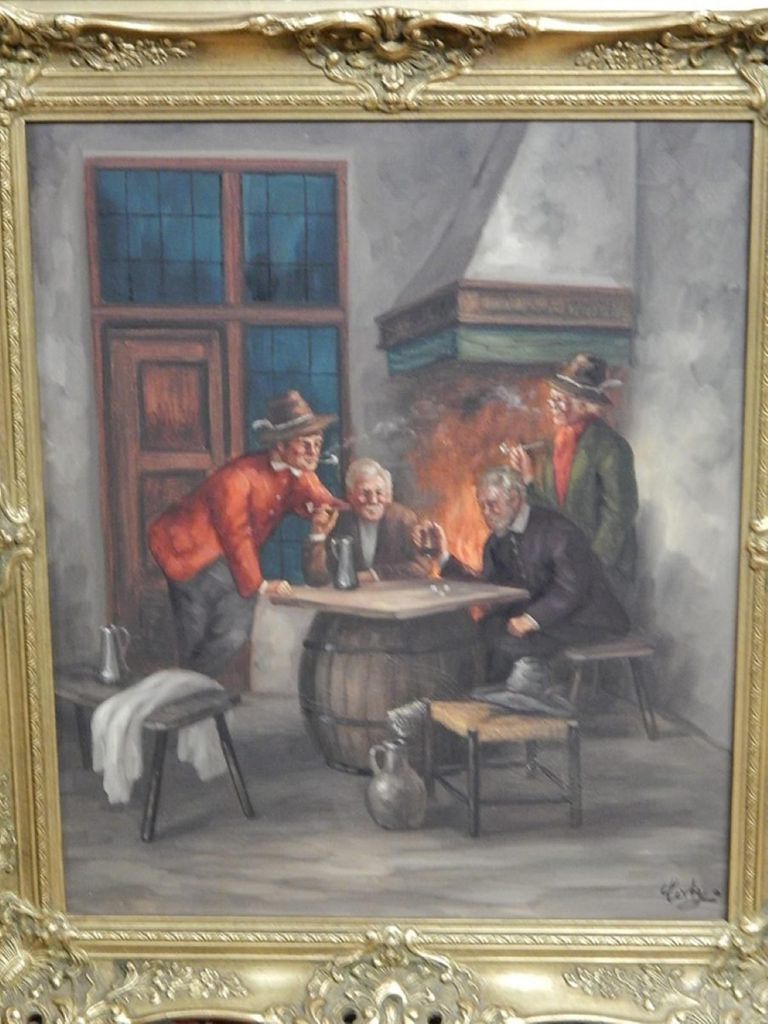 Cafy "Evening Round" - Oil on Canvas Genre Scene