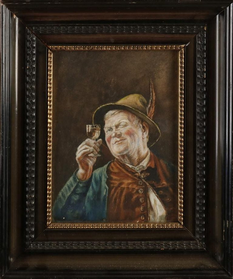 Peter II KRAMER (1857-1936) Tyrolean man with wine glass