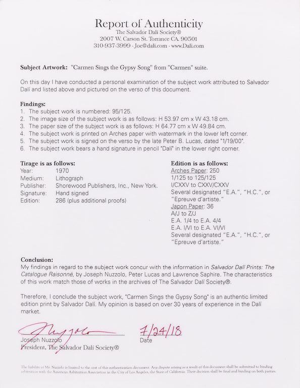 Salvador Dal, 'Carmen Sings the Gypsy Song'