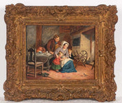 Follower of Frederic Daniel Hardy – Domestic Life Beside the Fire & The Feathered Visitor