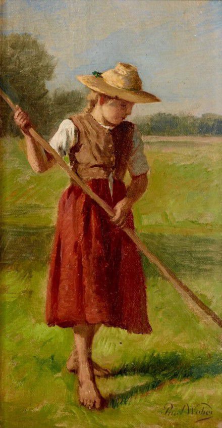 Paul Weber, "Dirndl with straw hat"