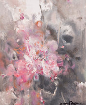 Signed Oil Painting Abstract Floral Composition by Chinese Artist Jianjian Xing