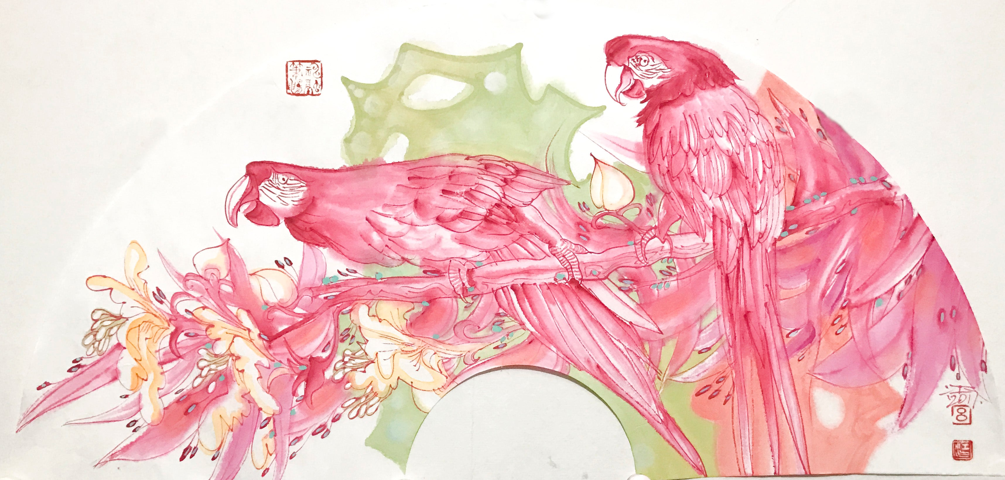 Flowers and Birds Fan