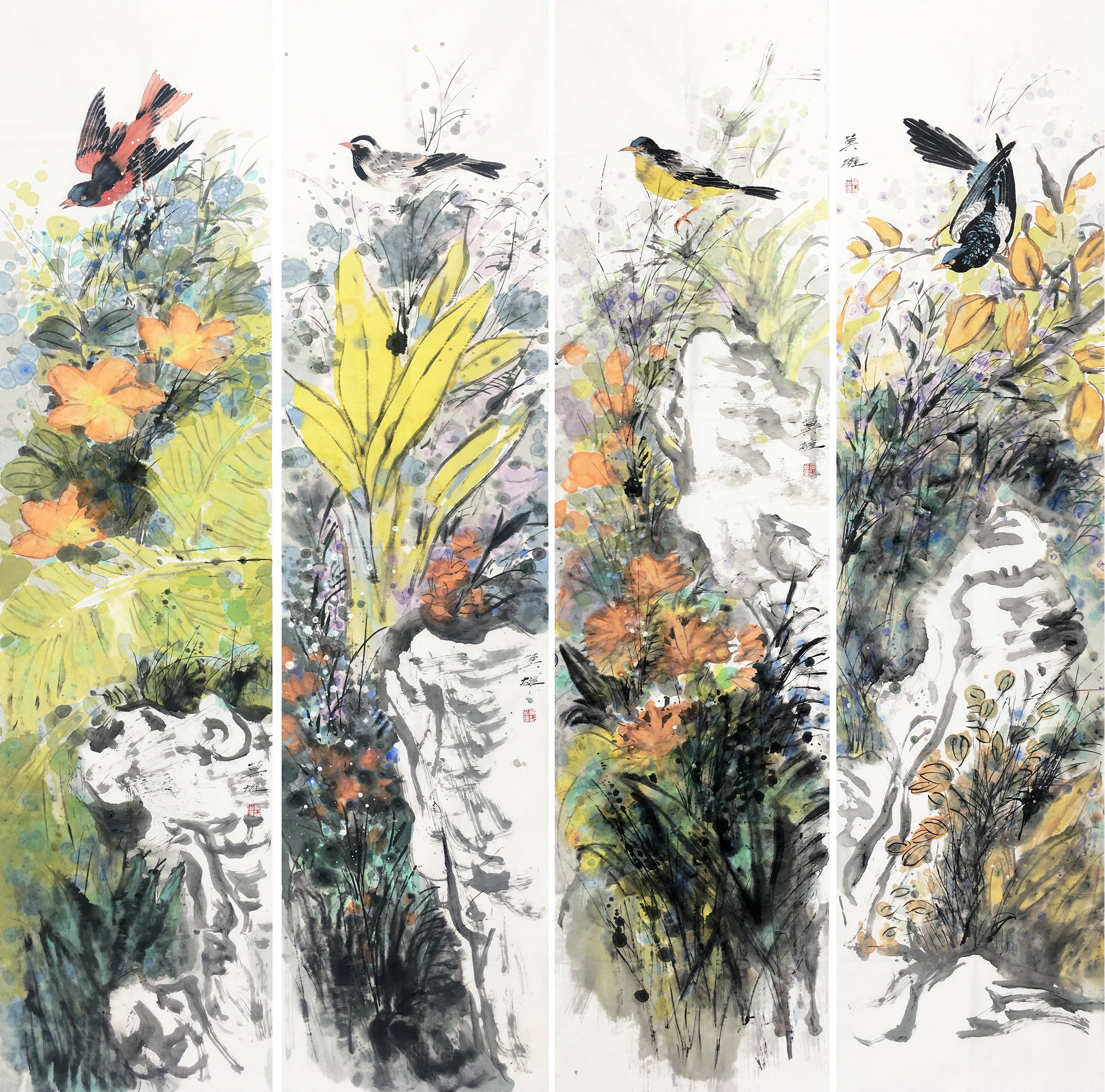 Flowers and Birds – Four Screen