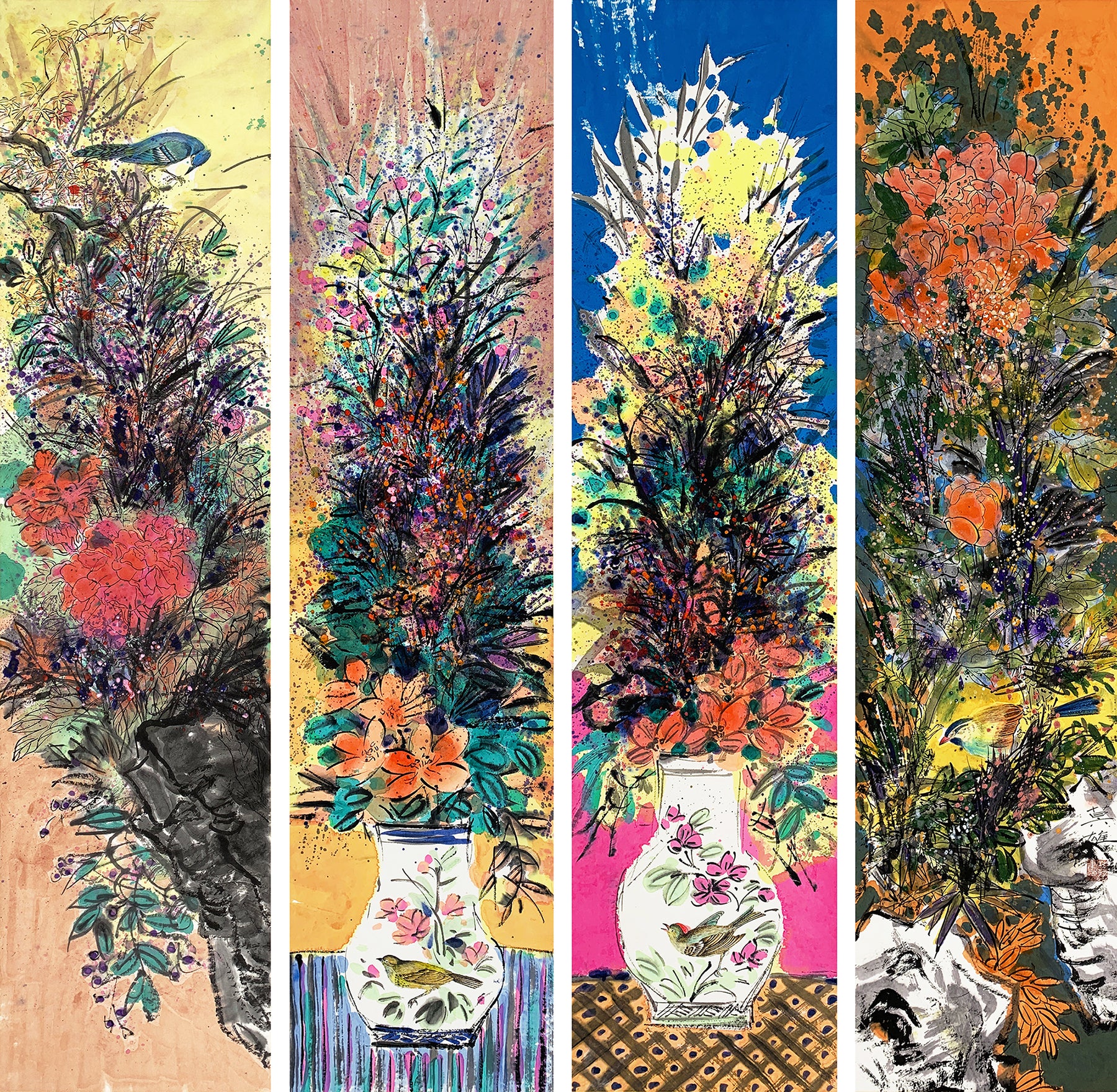 Flowers and Birds – Four Screens