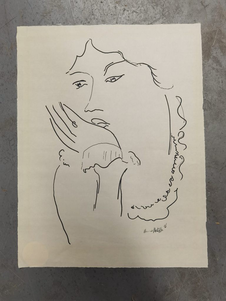 Signed Henri Matisse 'Female Portrait' Lithograph