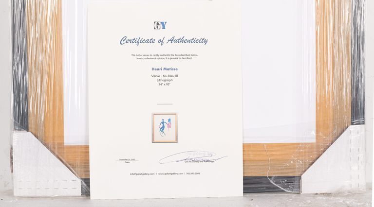 Henri Matisse – Lithograph "Verve - Nu Bleu III" (1958)