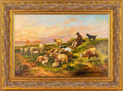 Henry Schouten, 'Le repos du berger et de son troupeau au coucher de soleil'