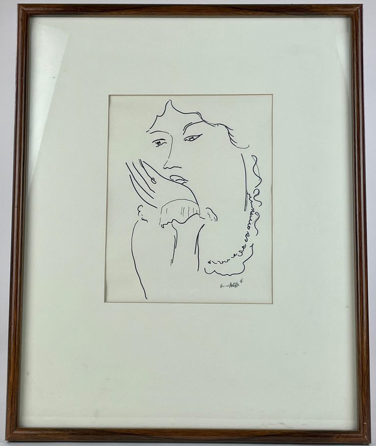 Signed Henri Matisse 'Female Portrait' Lithograph