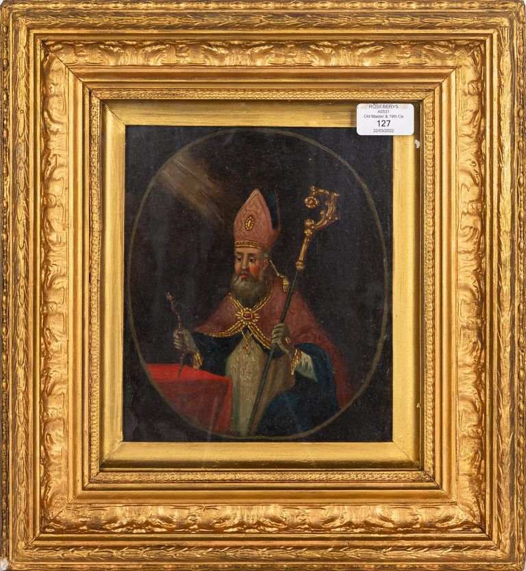 Pair of 19th-Century Italian School Bishop Portraits