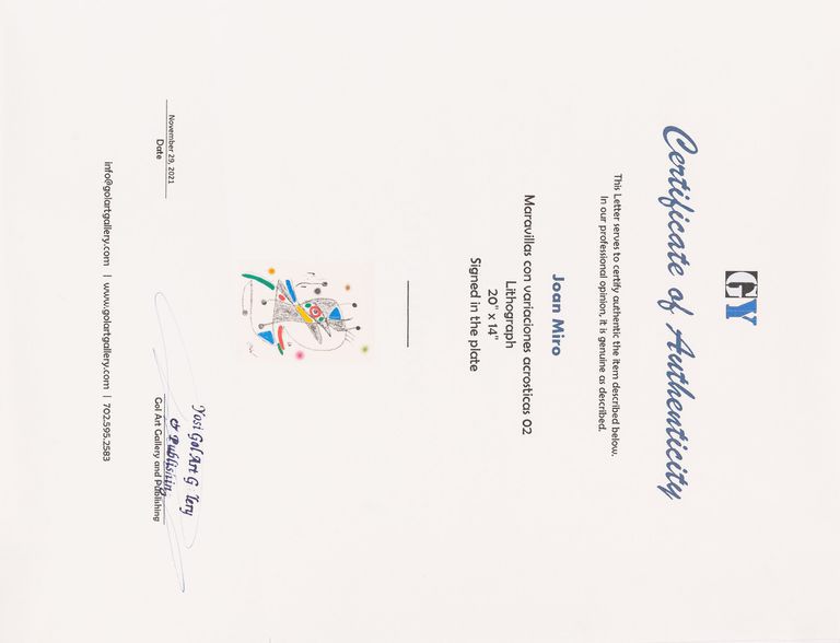 Joan Miró – "Maravillas con Variaciones Acrósticas 02" (Lithograph)