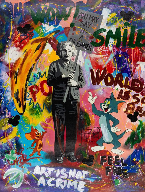 Nastya Rovenskaya – "You May Say I'm a Dreamer" (Original Mixed Media on Paper)