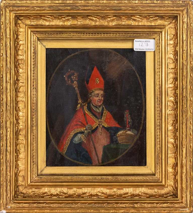 Pair of 19th-Century Italian School Bishop Portraits