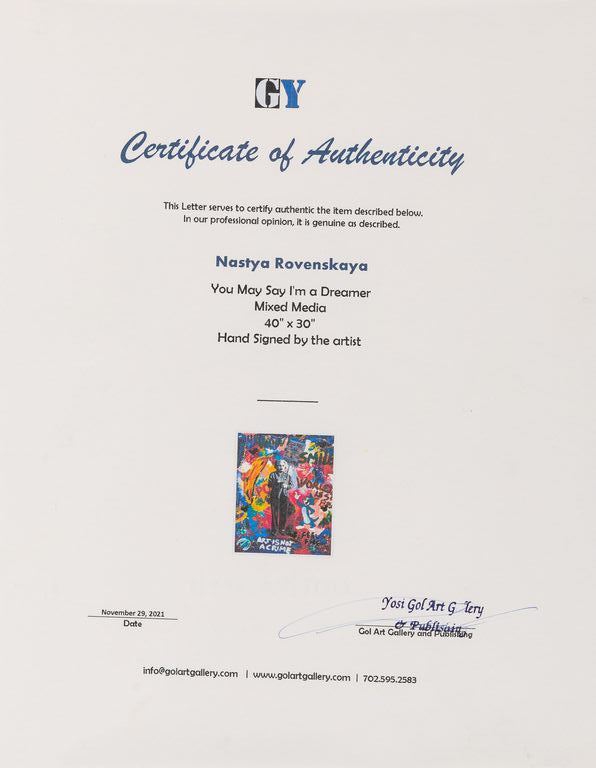 Nastya Rovenskaya – "You May Say I'm a Dreamer" (Original Mixed Media on Paper)