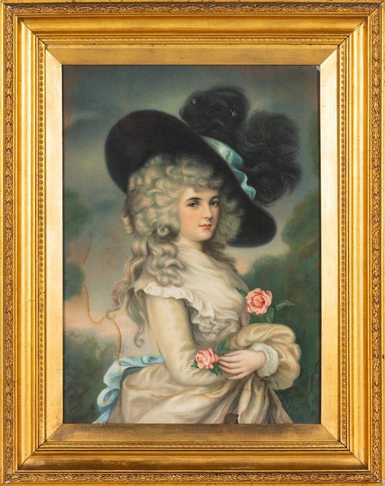 Lithograph Print on Card – Portrait of Georgiana, Duchess of Devonshire