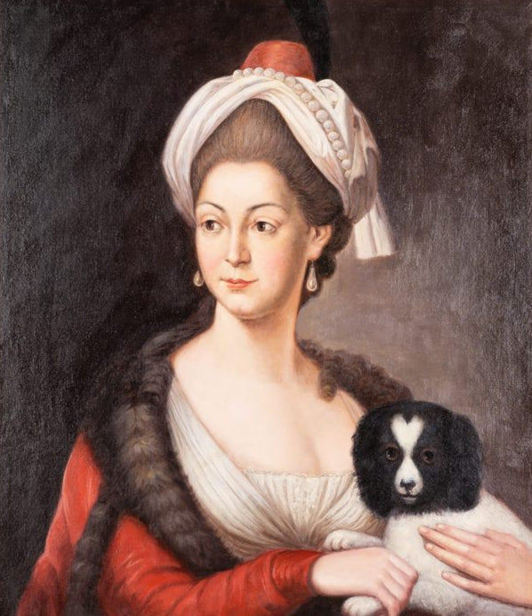 German School, 'Portrait of a Lady with Her Dog'