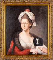 German School, 'Portrait of a Lady with Her Dog'