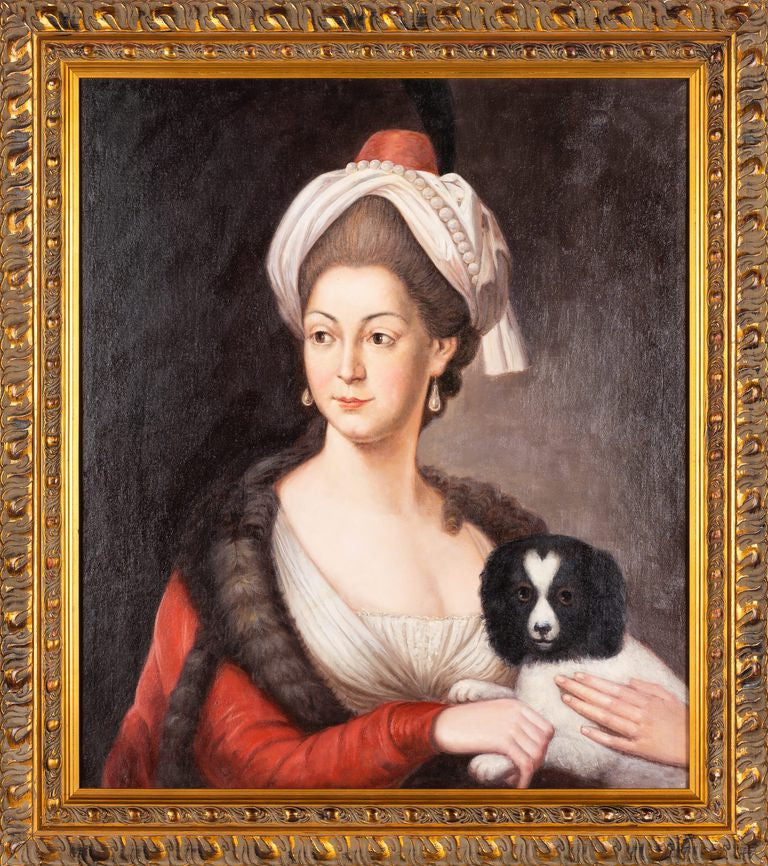 German School, 'Portrait of a Lady with Her Dog'