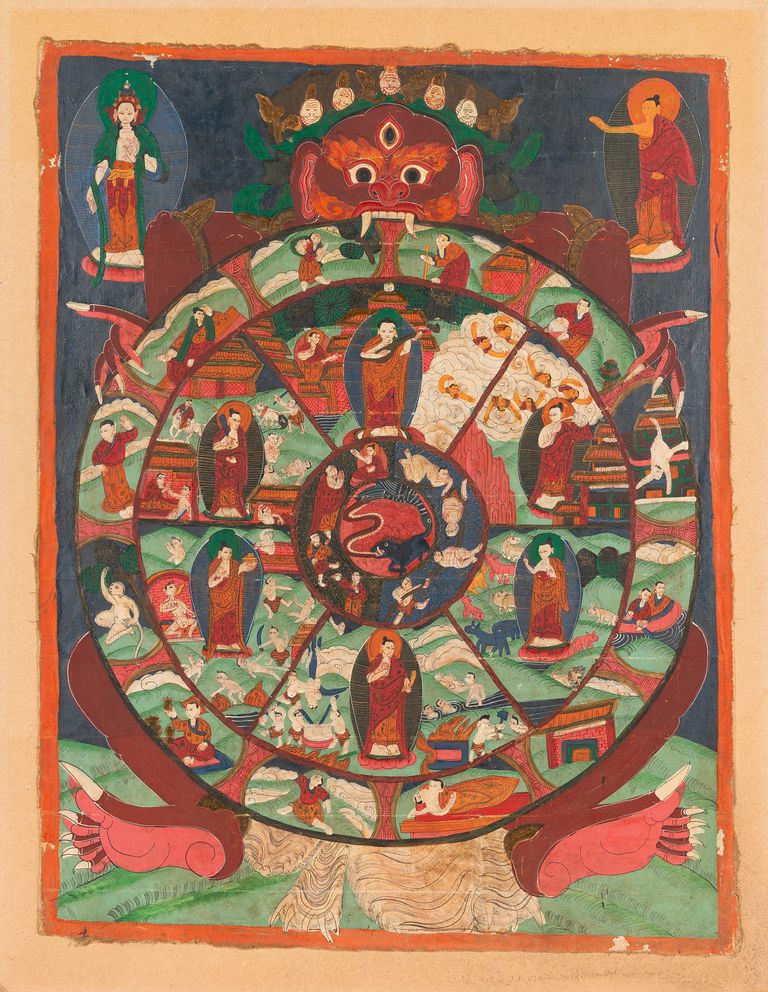 Early 20th Century Print - A Tibetan Wheel of Life Thangka