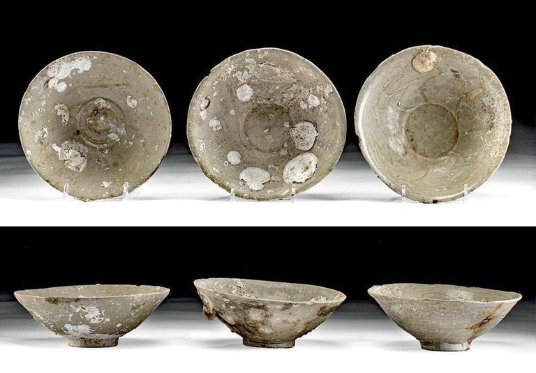 Song Dynasty Three-Wheeled Tossed Pottery Bowls