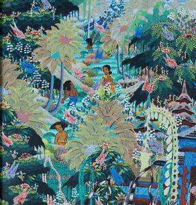 Traditional Balinese Folk Painting Village scene