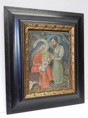 P. Thadd Signed Religious Painting Nativity Scene of Baby Jesus 1940