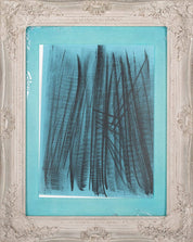 Hans Hartung, 'Black brushstrokes on a turquoise background'