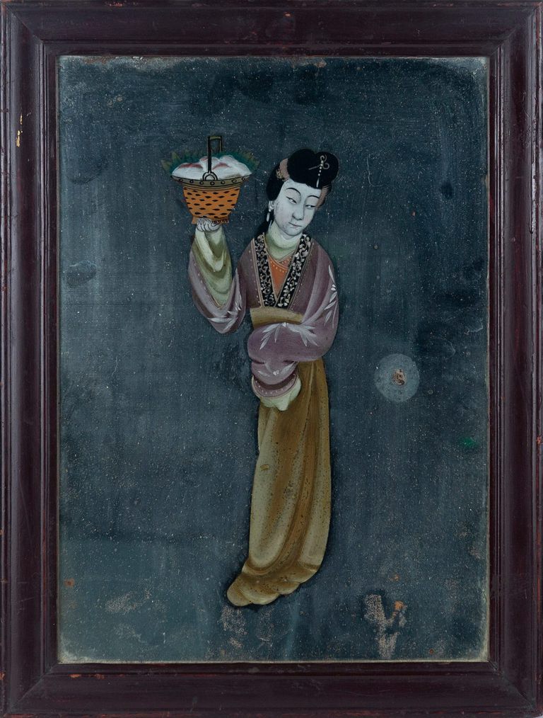 Japanese Style Figure - Original Mirror Painting