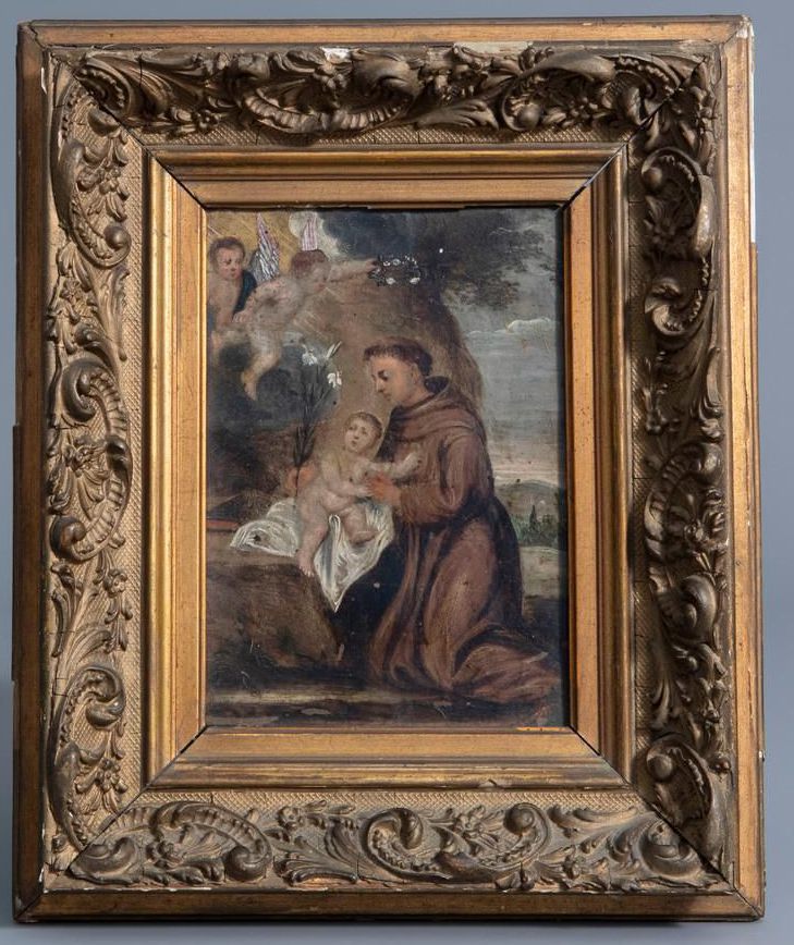 18th Century Oil Painting  Saint Anthony of Pauda with the Child