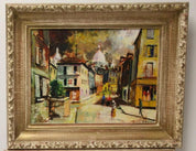 Andre Masset, 'French street scene' - Oil On Canvas Cityscape Painting