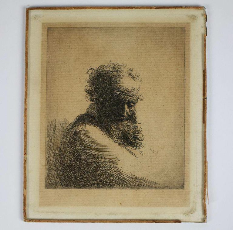 Rare Print (After) Rembrandt "Gaze of Wisdom: Rembrandt's Old Bearded Man"