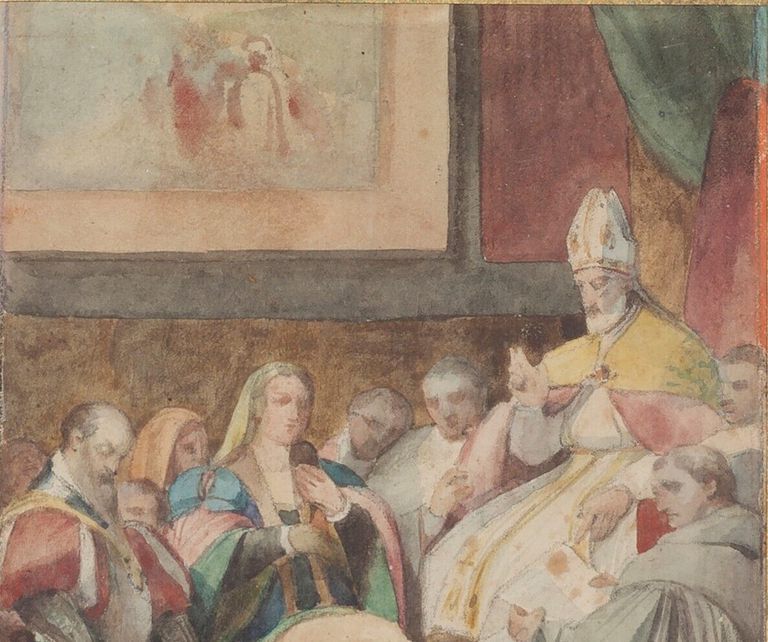 Jean Louis Bezard, "Pope gregory vii suppresses the excommunication of emperor henry iv".