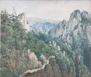 Signed Oil Mountain Landscape Painting by Chinese Artist Shaoli Chen