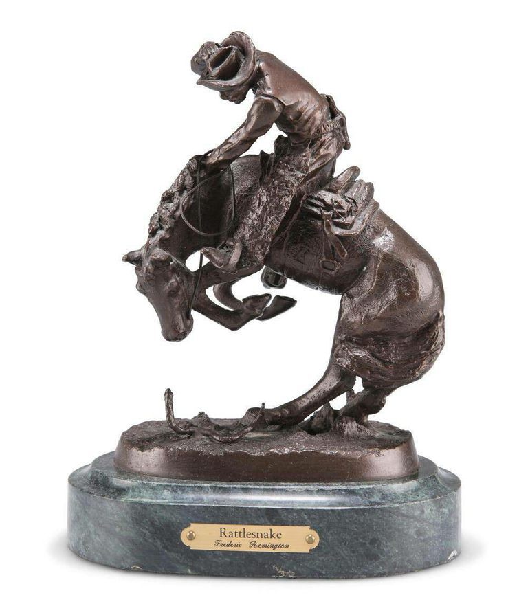 After Frederic Remington – "Rattlesnake" Bronze Sculpture