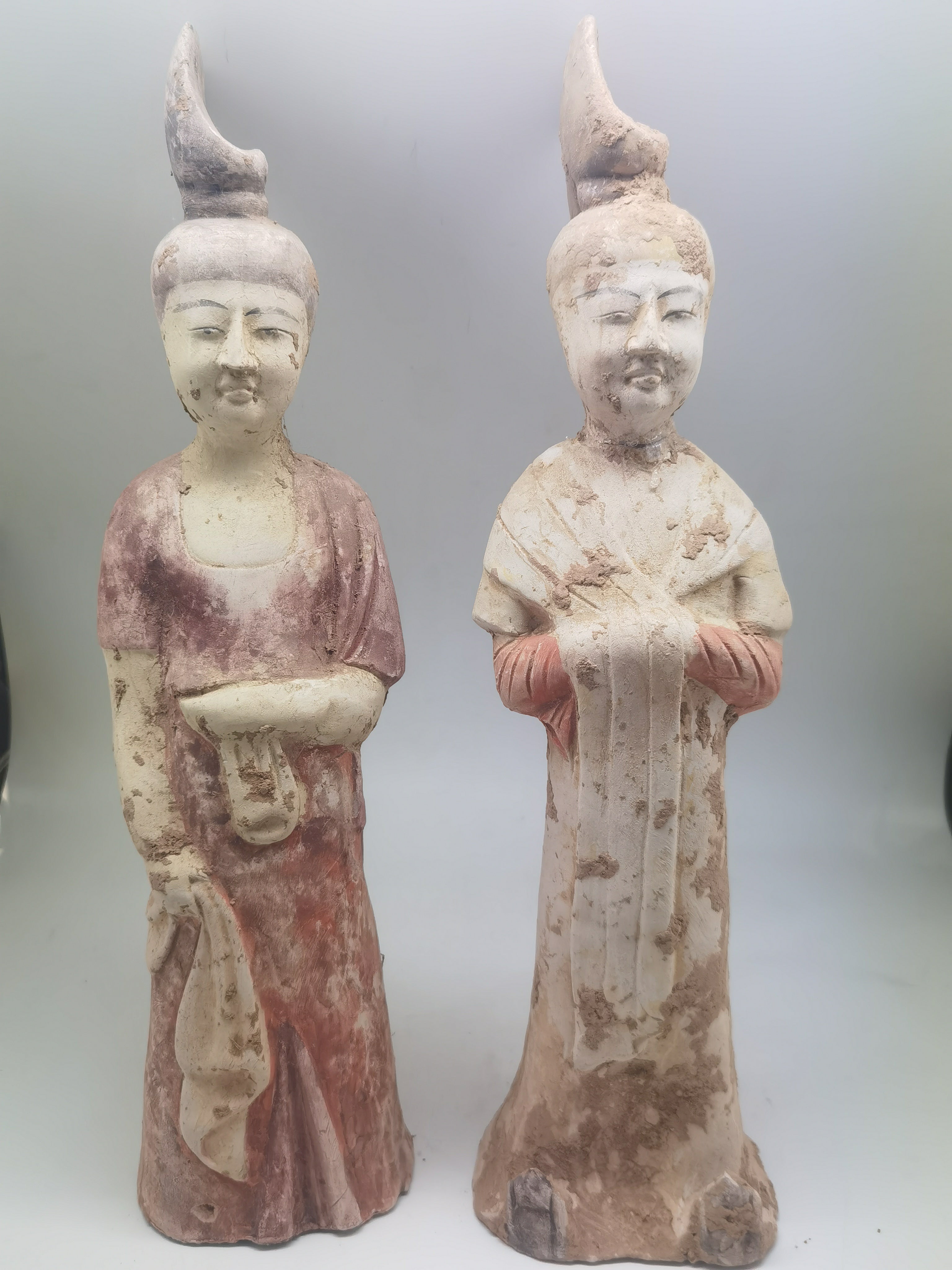 Tang Dynasty Pottery Figures of Maids