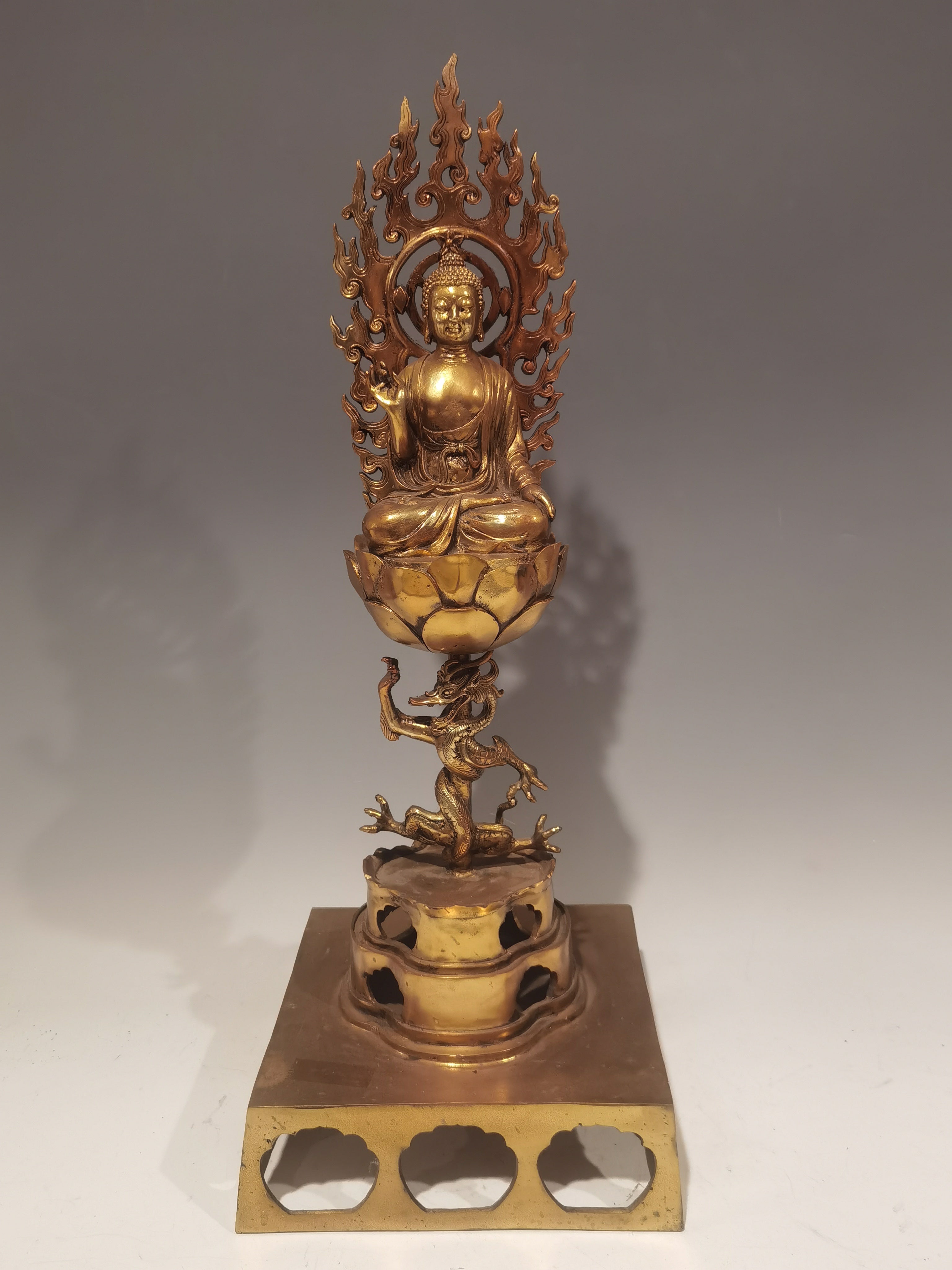 Flame Mandorla Buddha Statue