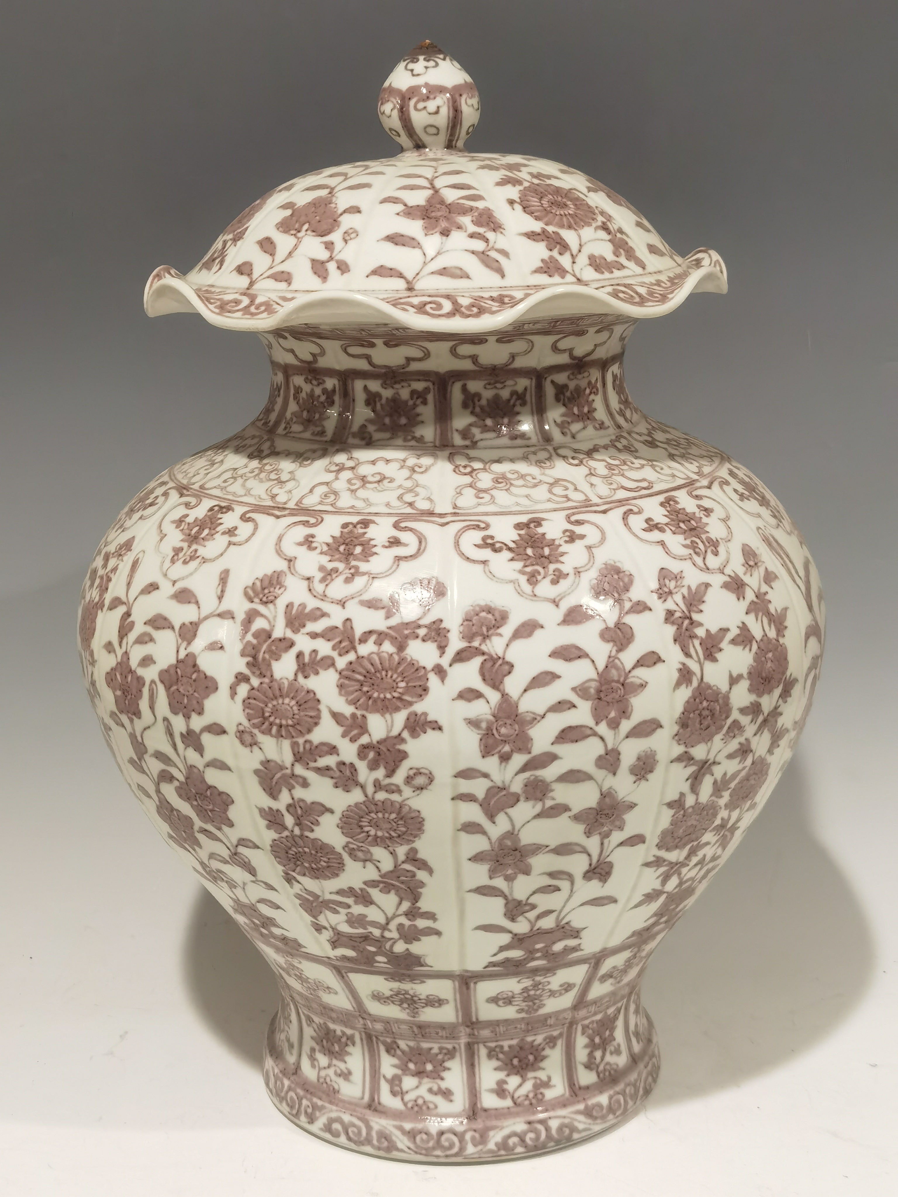 Chinese Porcelain Ming Dynasty Underglaze Red Flower Jar