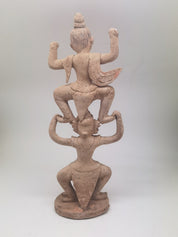 Large Hand-Carved Wooden Statue of Two Dancing Figures - Thailand, Early 1900s