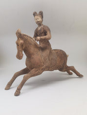 Chinese Tang Dynasty Horsewoman Pottery Terracotta Figure