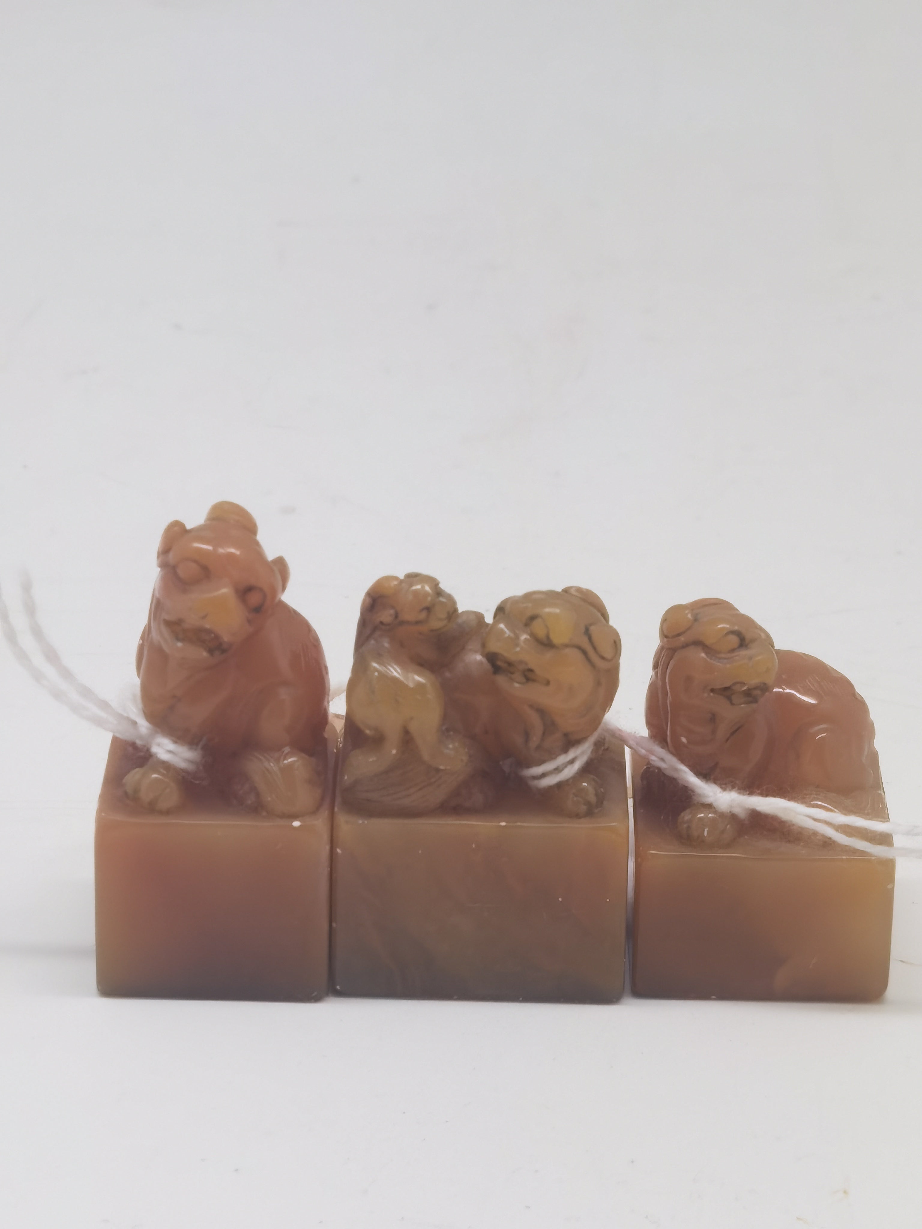 Set of Three Chinese Yellow Soapstone Seals