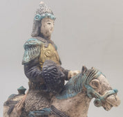 Ming Dynasty Moulded Terracotta Figure of a Male Rider on Horseback