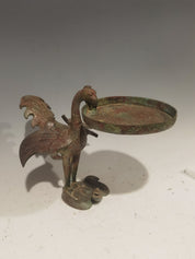 Bronze Lamp with Bird and Serpent Motif