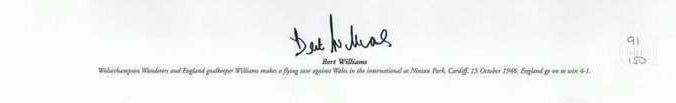Bert Williams Signed 16x12 Color Photo - Rare Save for Wales, Limited Edition