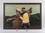 Vintage Wood Hand Carved Relief - Basque School "Couple of Baserritarras"