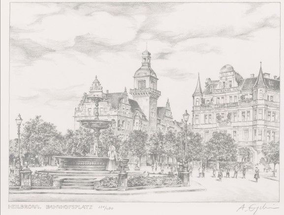 A. Gydum, "Heilbronn Bahnhofsplatz", Limited Edition Print