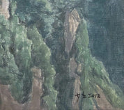 Signed Oil Mountain Landscape Painting by Chinese Artist Shaoli Chen